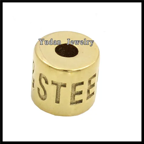 
Factory Custom Stainless Steel Silver Engraved Logo Bead 