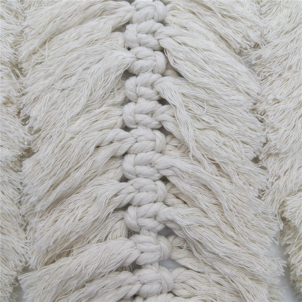 Handmade Boho decor Macrame leaf Feather Tapestry Wall Hanging with cotton yarn