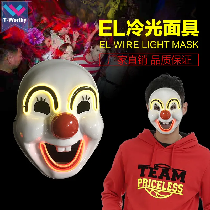 TW-2082 Party Mask Light Up Red Nose Clown Mask Carnival Party Flashing Clown Masks