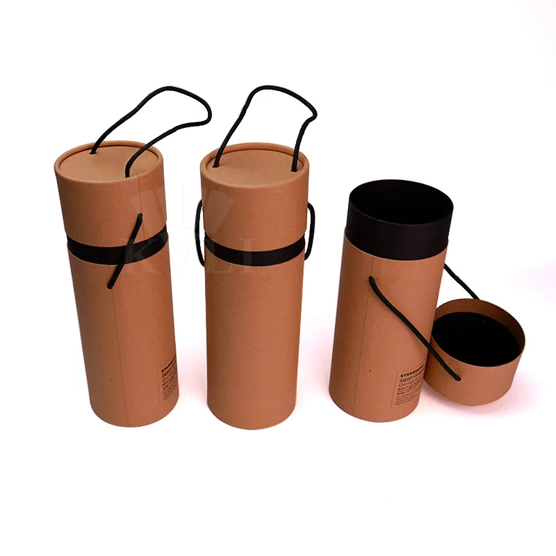 Custom cardboard tube for tea canister packaging box cylinder paper box with round hat lid