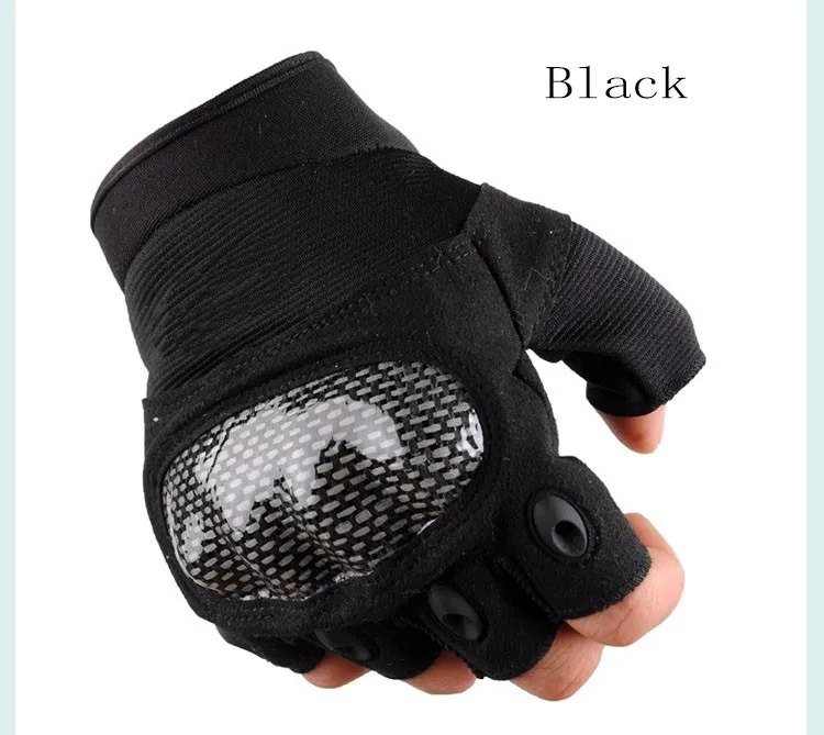 Tactical Gloves Fingerless Carbon Fiber Knuckle