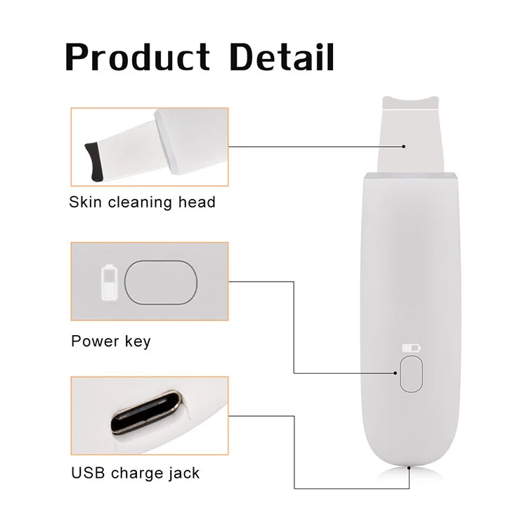 Ultrasonic Skin Scrubber Facial Pore Cleaner Rechargeable Face skin Peeling machine
