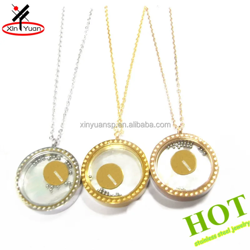 316l stainless steel floating locket pendant with charms
