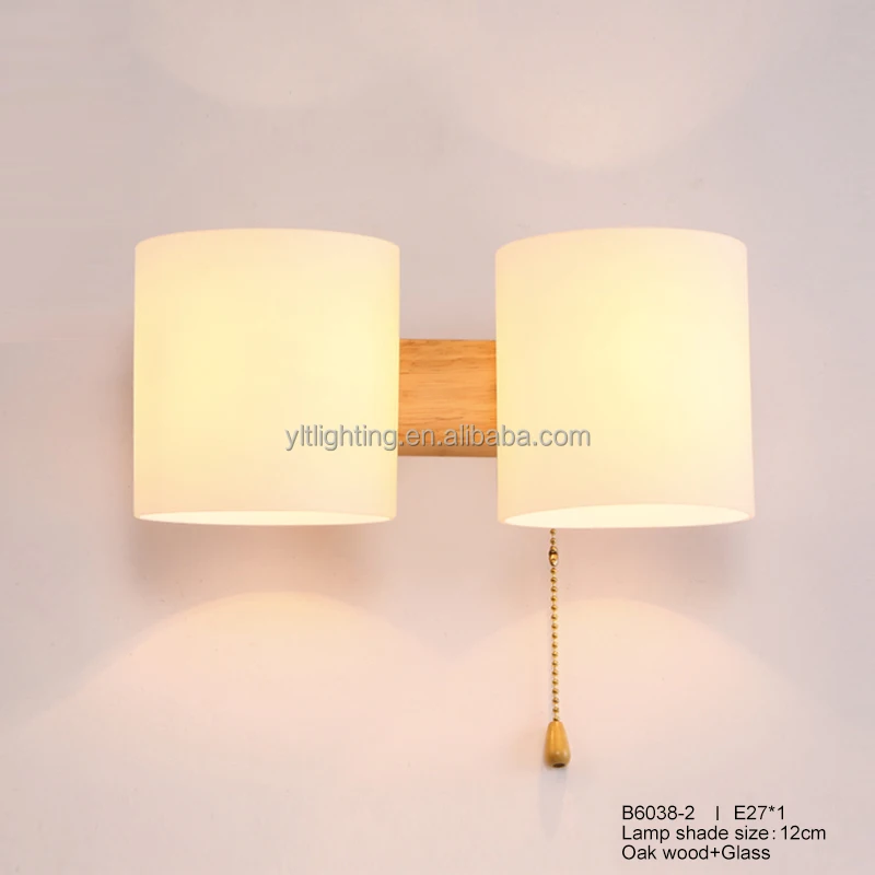 Simple Design Small Wall Lamp Modern Oak Wood and Glass Indoor Wall Light Home Living Room Wall Lamp Customizd Reading Lamp