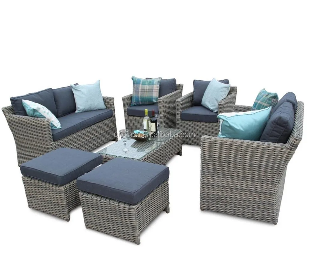 Luxury Outdoor Restaurant Furniture Rattan Dining Cane 10 Seater Sofa Chair Tables Set