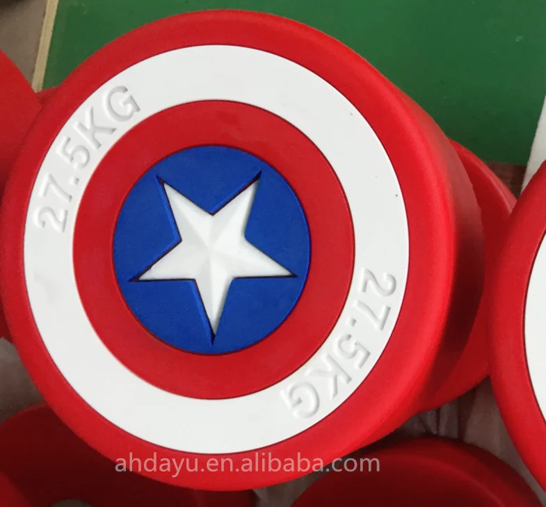 Фиксированная Высококачественная гантеля с круглой головкой и полиуретановым покрытием Captain America