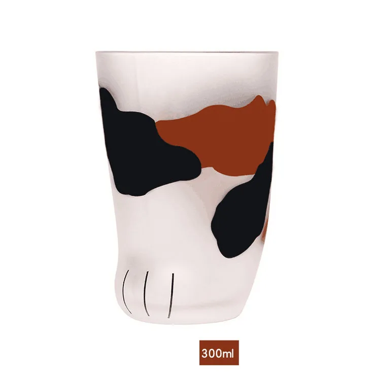 Hot Selling Model Clear Transparent Double Wall Milk Cat Paw Claw Cat Foot Measuring Glass Coffee Cup Glass Mug