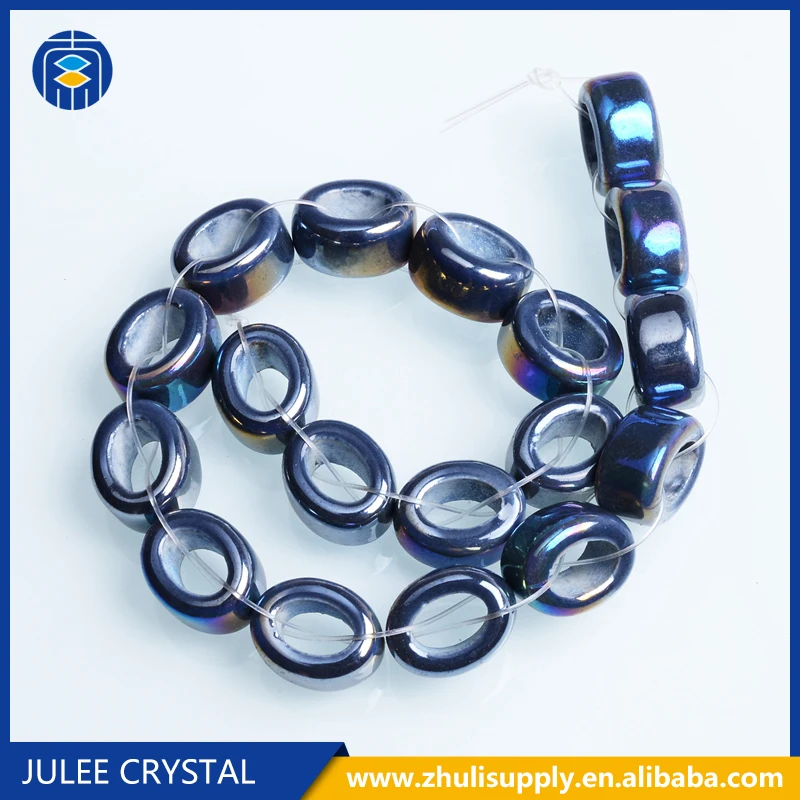 
Wholesale Oval Large Hole Glazed Porcelain Beads 