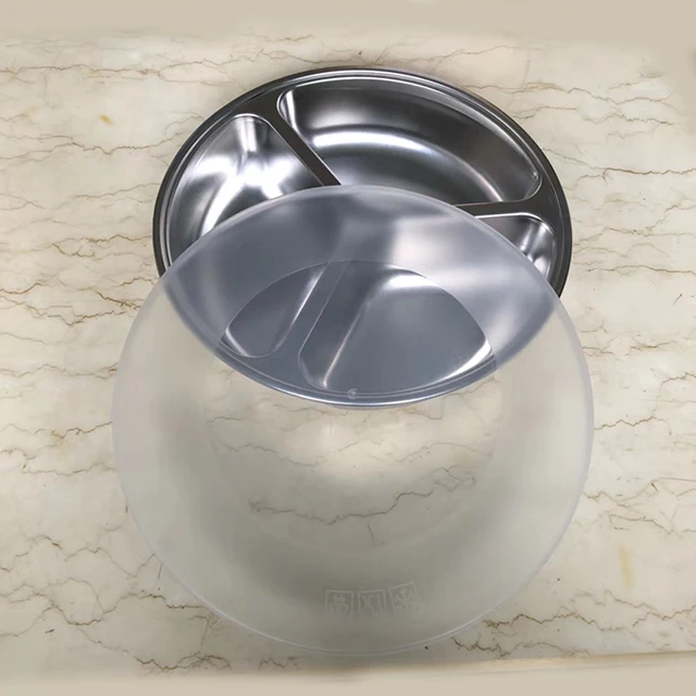 Factory supply directly Wholesale stainless steel round shape baby snack tray with plastic lid