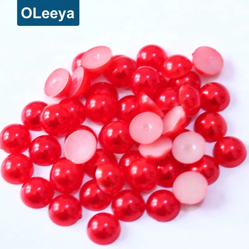 Wholesale free sample loose plastic abs siam half cut pearls half round flatback pearls beads for jewelry making