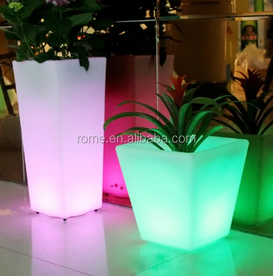 led glowing garden tall pot park plant outdoor plastic flower vase