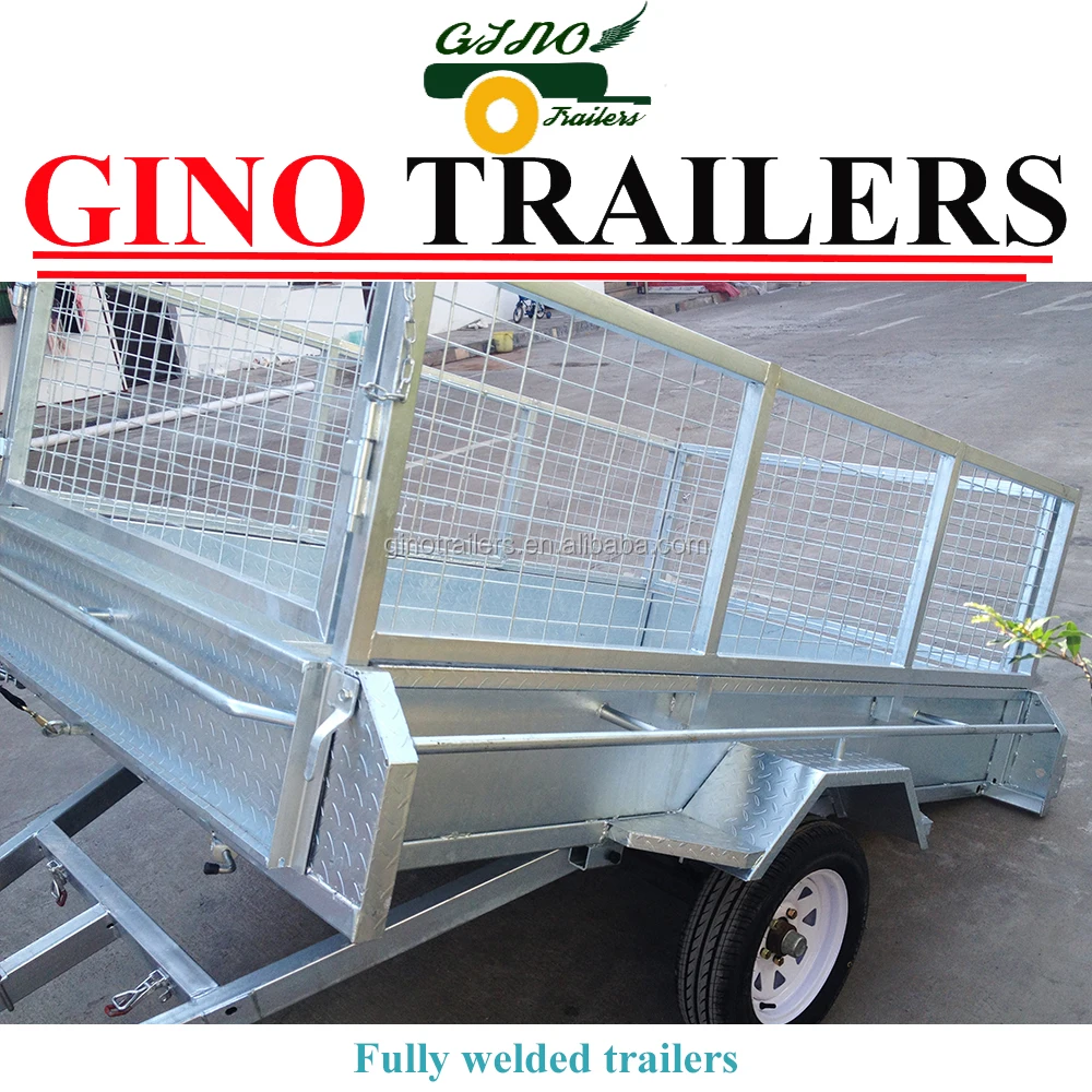 Hot Dipped Galvanized 5 leaf springs 8x5 tipper trailer with cage