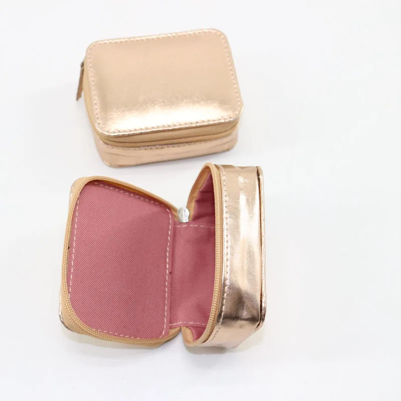 Metallic Gold  Leather Weekly Travel Pill Organizer Pill Container Dispenser Case Vitamin Caddy Organizer