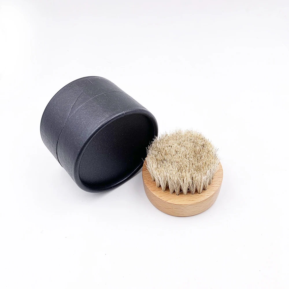 Wholesale bamboo 100% bristles beard brush round