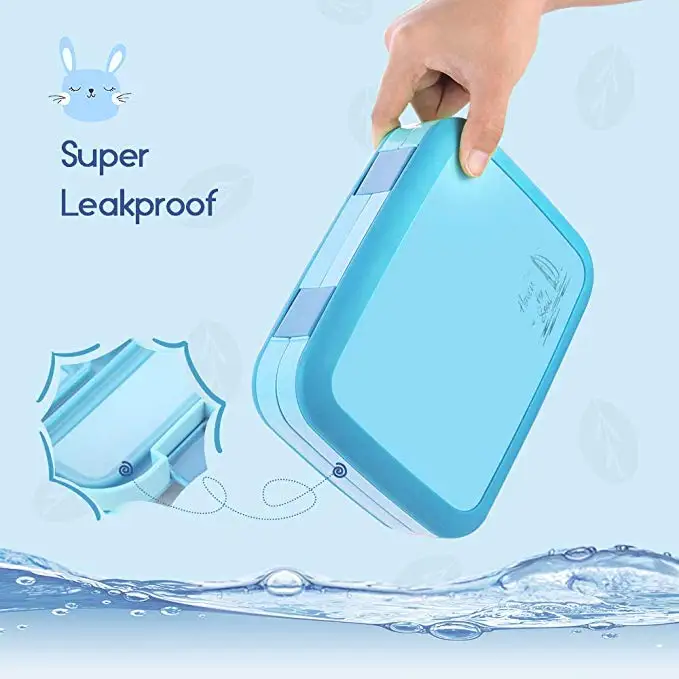 Lunch Box for Kids Bento Box Container Children with Spoon Super Leakproof 5-Compartment Durable BPA-Free Microwave Safe