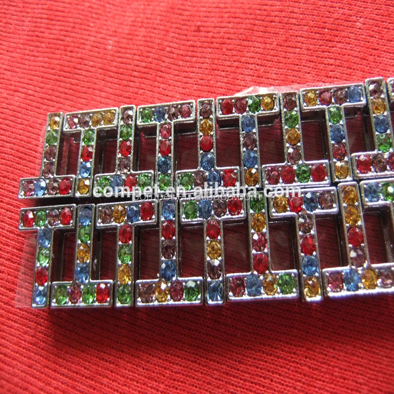 10 mm mixed color of rhinestones metal English letters alphabets accessories
