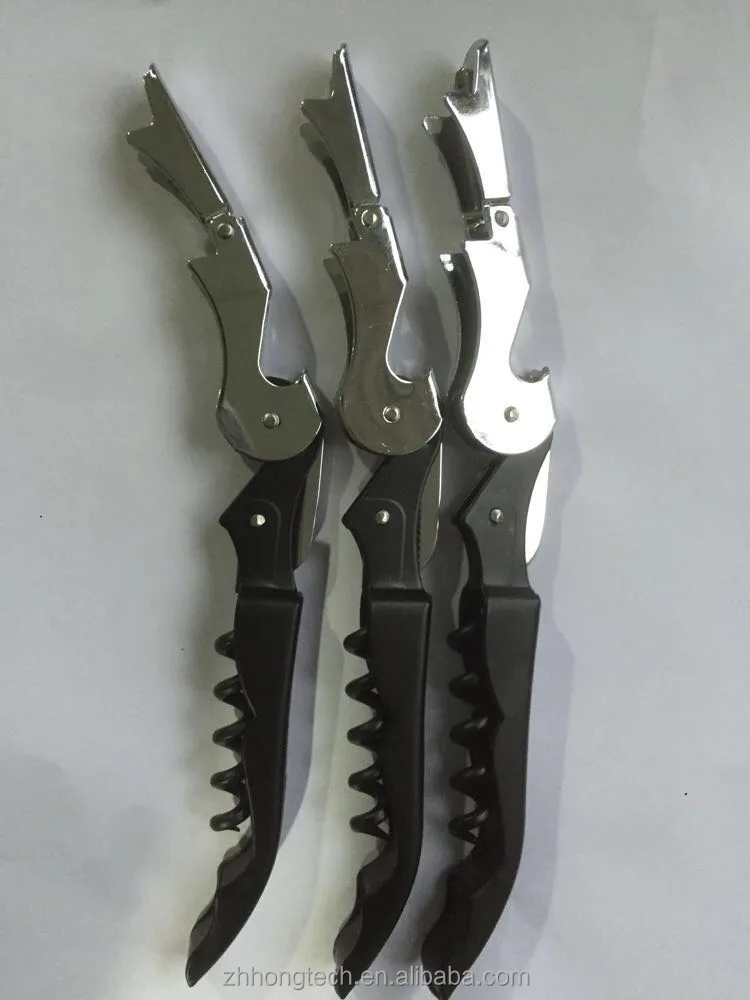 Stainless Plastic Wine Screw Corkscrew Opener Professional Double Hinge Waiters Wine Bottle Beer Cap Opener