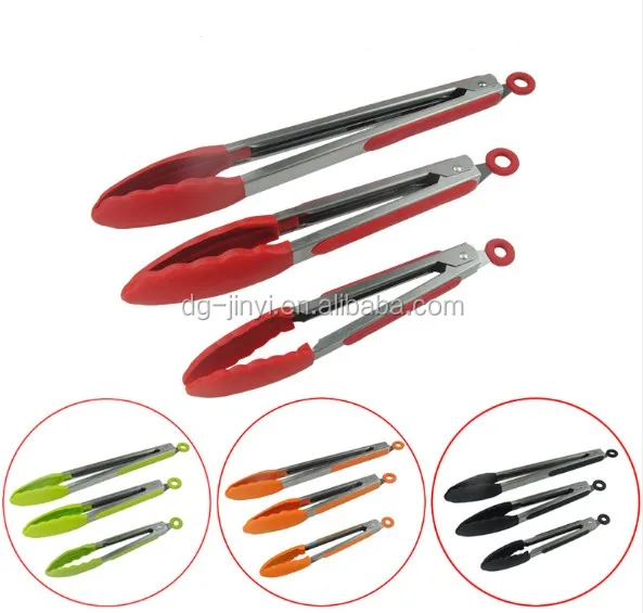 3 Pack Silicone Kitchen Tongs Bbq Tongs Stainless Steel Food Tong