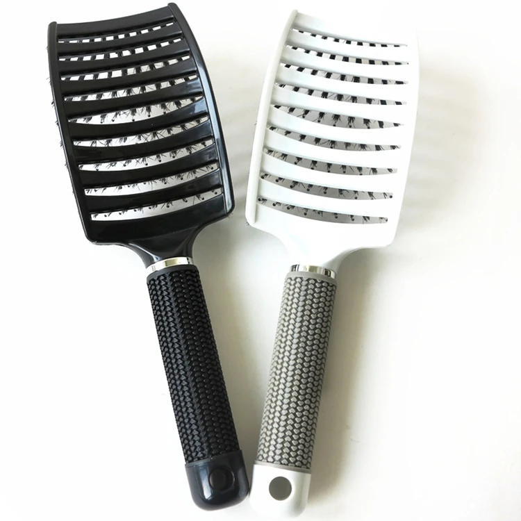 Anti-static Heat Curved Vent Comb Barber Salon Hair Styling Tool Hair Brush Boar Bristle for Detangling All Hair Types 1 Piece