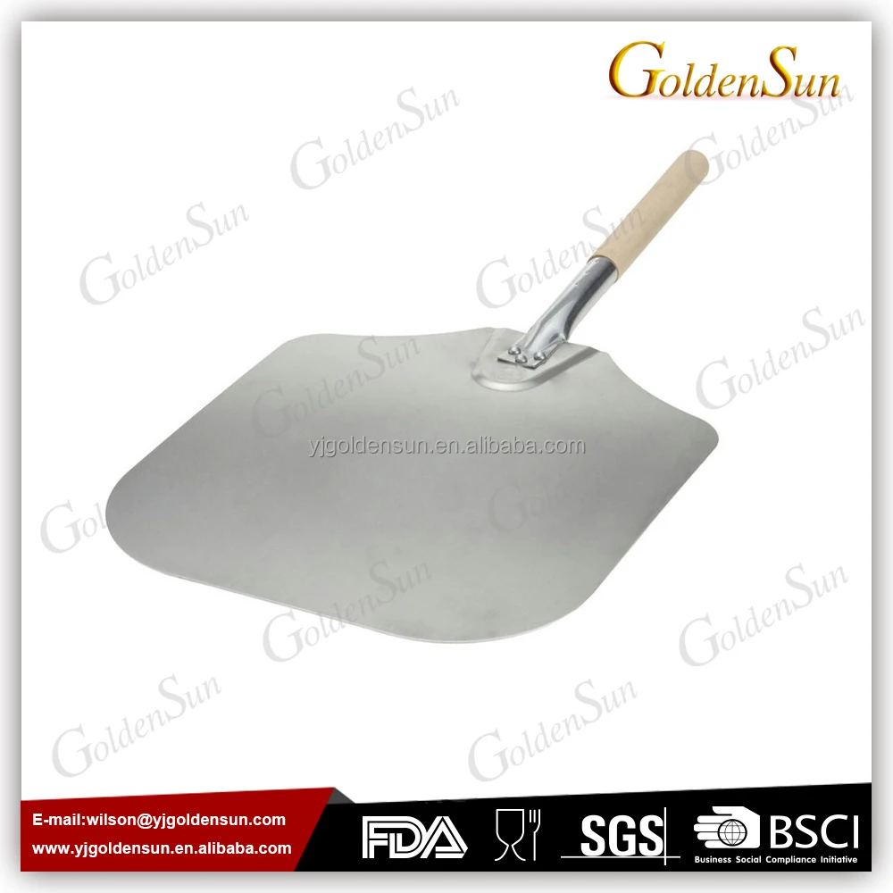 14 Inch x 16 Inch Aluminum Pizza Peel with Rubber Wood Handle