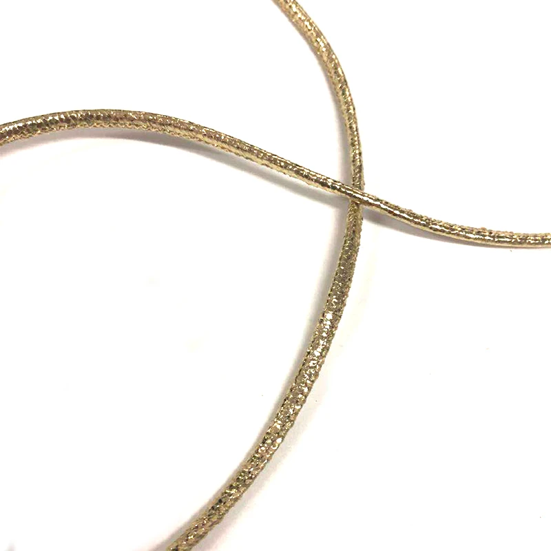 High Quality Fashion 3mm Stitched Cord Round Leather Stitched Golden Rope