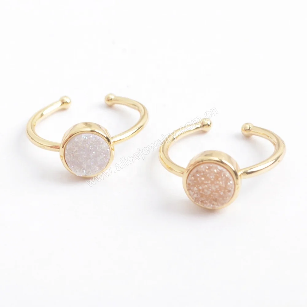 ZG0361 Fashion Jewelry Natural Dryzy Agate Ring Adjustable Gold jewelry Rings for Women