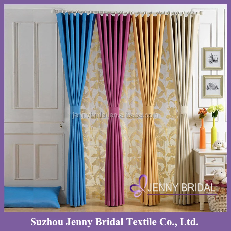 BCK128 new designs curtain rods silk cotton fabric colorful window curtain
