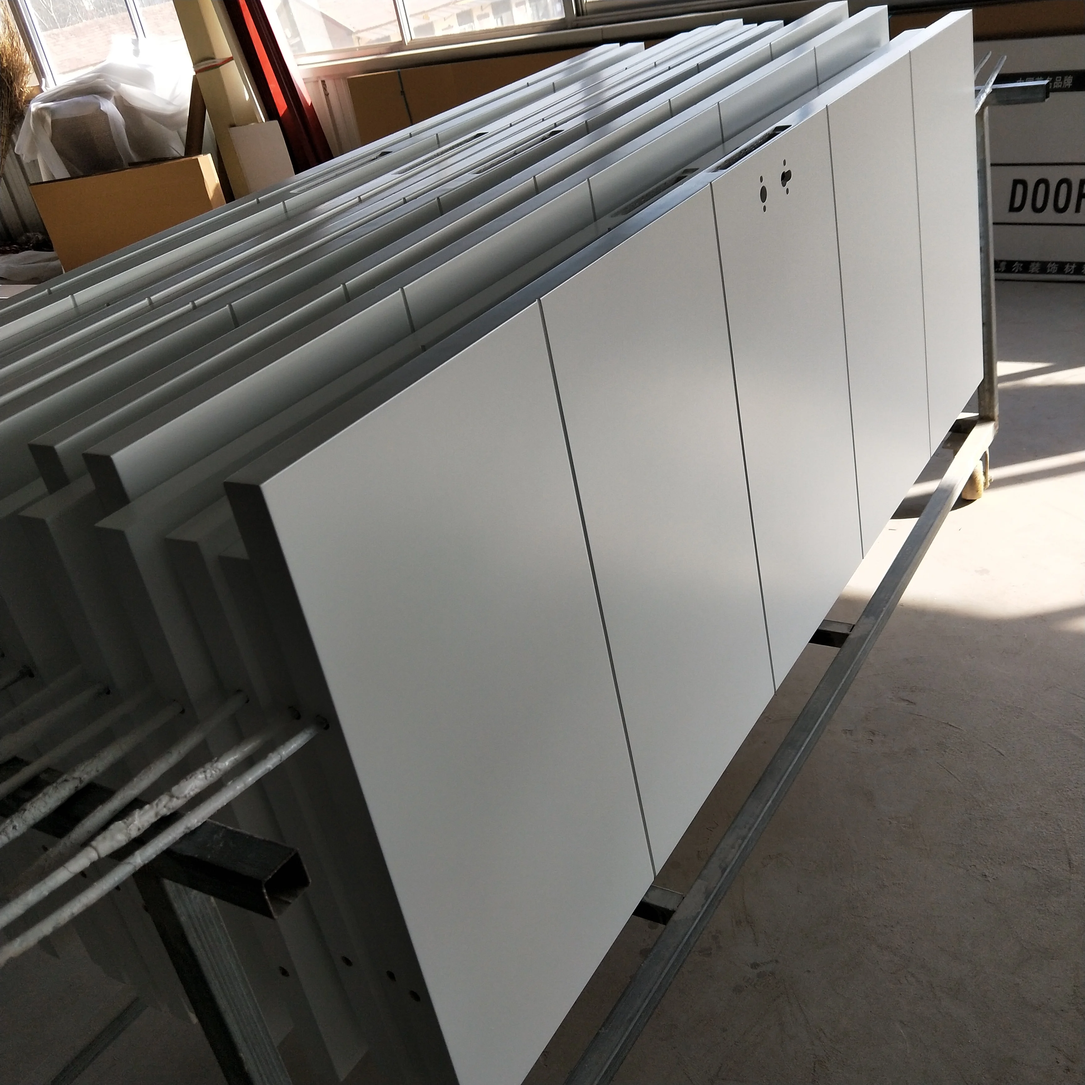 White Primed Wooden Door with Flush style groove line design for Interior Wooden Door