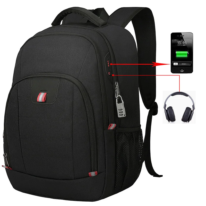 Large Capacity Unisex RFID Pockets Laptop Backpack Anti-Theft Waterproof  Oxford Polyester Zipper Travel College