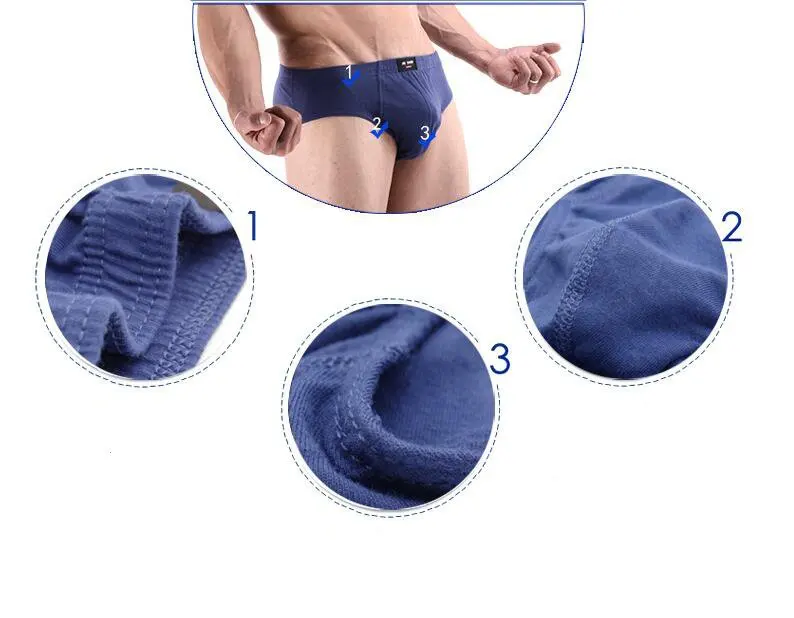 Basic Men Briefs in Underwear Plus Size Pure Color 100% Cotton Underpants for Old Man