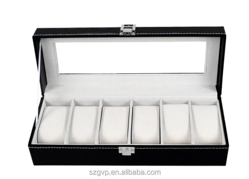Classic 6 Grid Luxury Refinement Slots Wrist Watches Gift Case Display Boxes Storage Holder