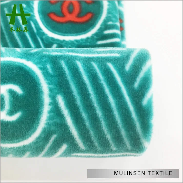 
Mulinsen Textile Good Quality Brand Logo Print Super Soft Fleece Fabric 