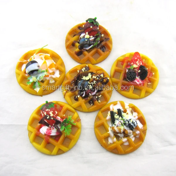 Artificial  Waffle Food with Fruit Dec Fridge Magnet  with Keychain