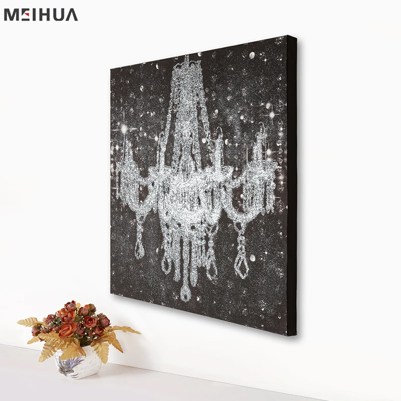 
Simple design modern pendant lamp wall hanging home oil silver shimmer glitter pictures handmade 