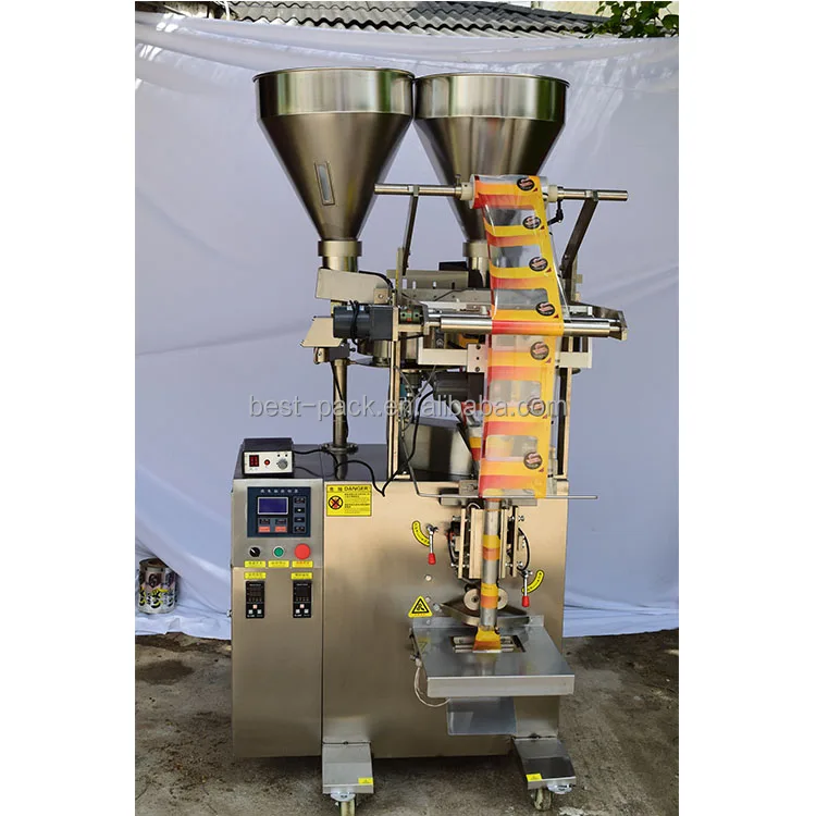 Back seal tea pouch and non-sticky powder packaging machine