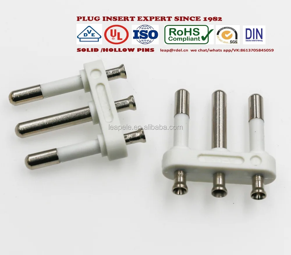 LPI-01 italy plug insert 5.0MM 16A 3-pin,3-pole,3-prong Semi-insulated for adapter