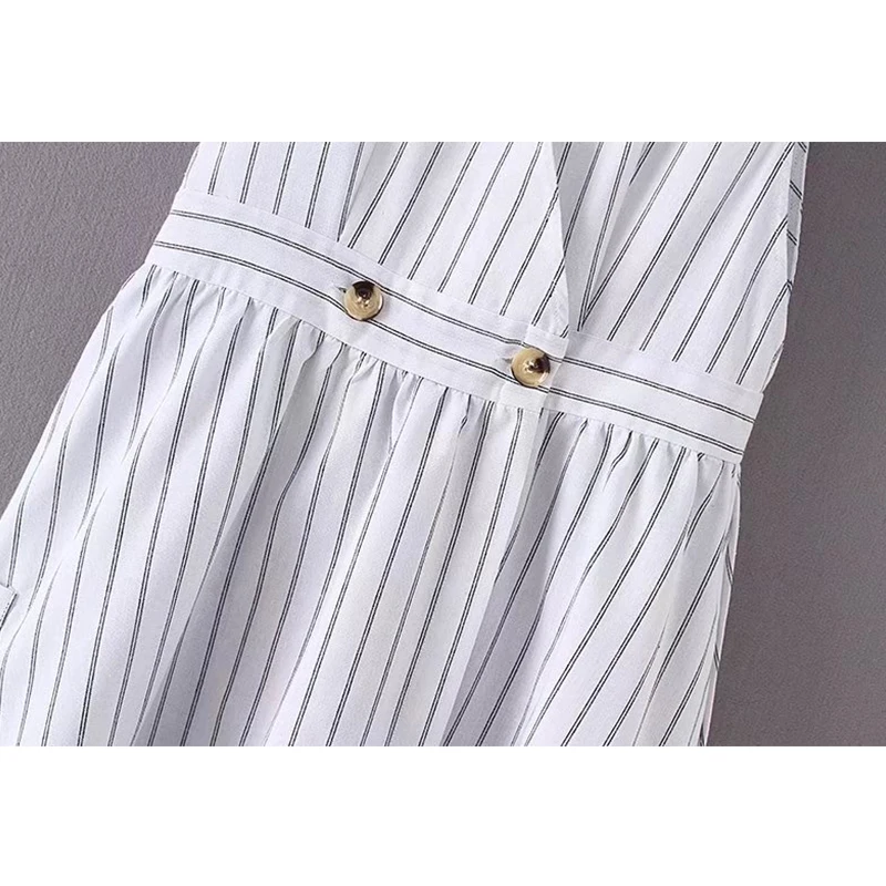 
Maxnegio Apparel Manufacturer White Striped Sleeveless Ladies Casual Dress 