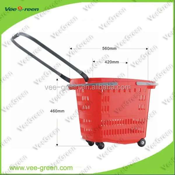 Plastic Supermarket Basket Trolley for Sale