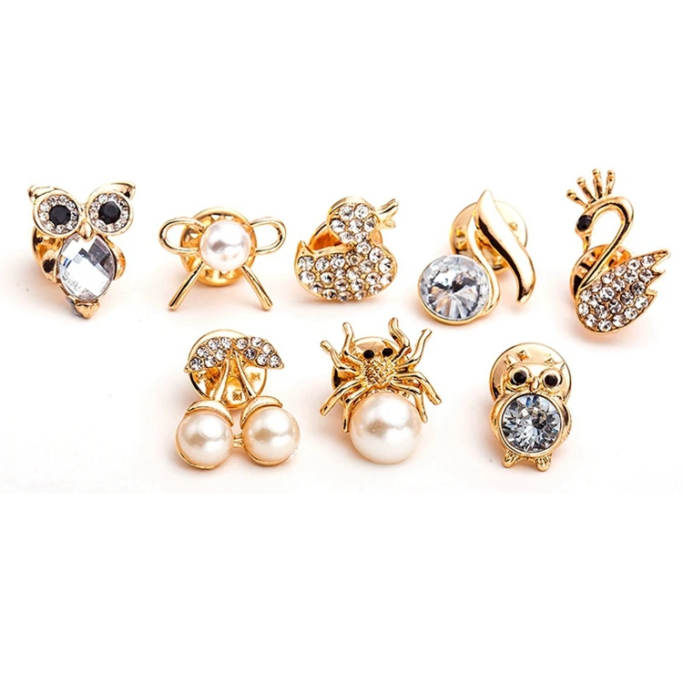 Позолоченная брошь в виде совы, утки, лебедя с кристаллами и стразами, модные броши в форме животных