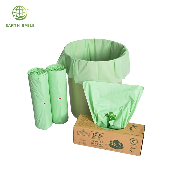 Custom 100% Biodegradable Compostable Eco Friendly bio based trash bag bin bags bio degradable garbage bag