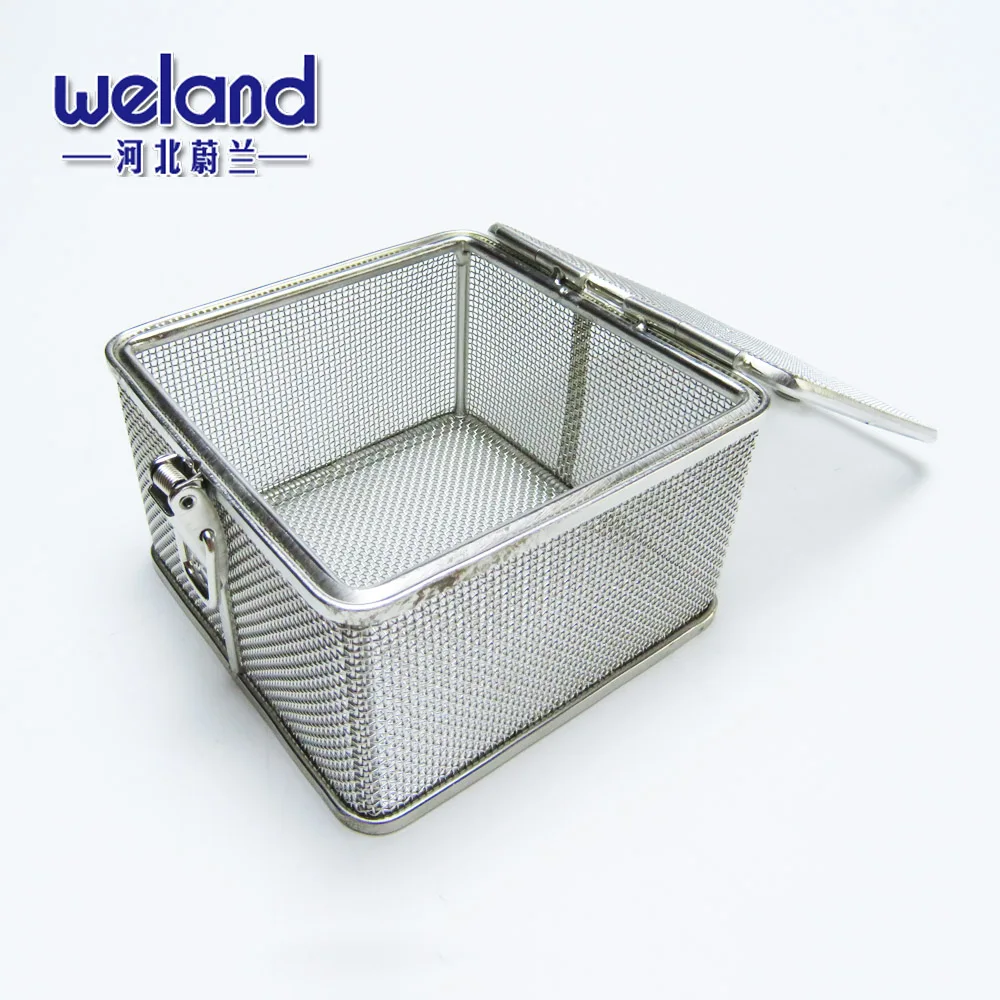 Stainless Steel Electropolished Mecidal sterilization Mesh Basket with Locking Lid