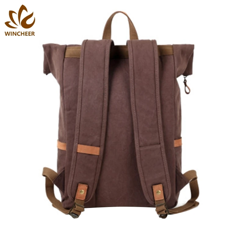 New design custom logo fashion retro laptop back pack bags canvas backpack for men waxed canvas backpack