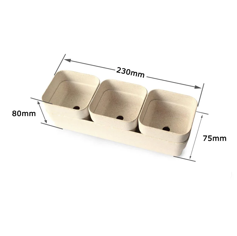 Popular design biodegradable bamboo fiber flower pot with tray