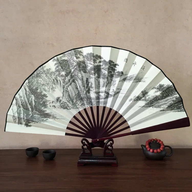 Chinese Bamboo round Paper Fan large with full color printing