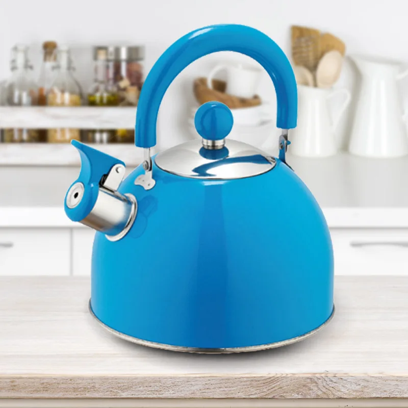 Stainless Steel Whistling Kettle Simple For Household Kitchen Appliances Hemispherical 2.5L Whistle 2L Blue Tea Maker Pot
