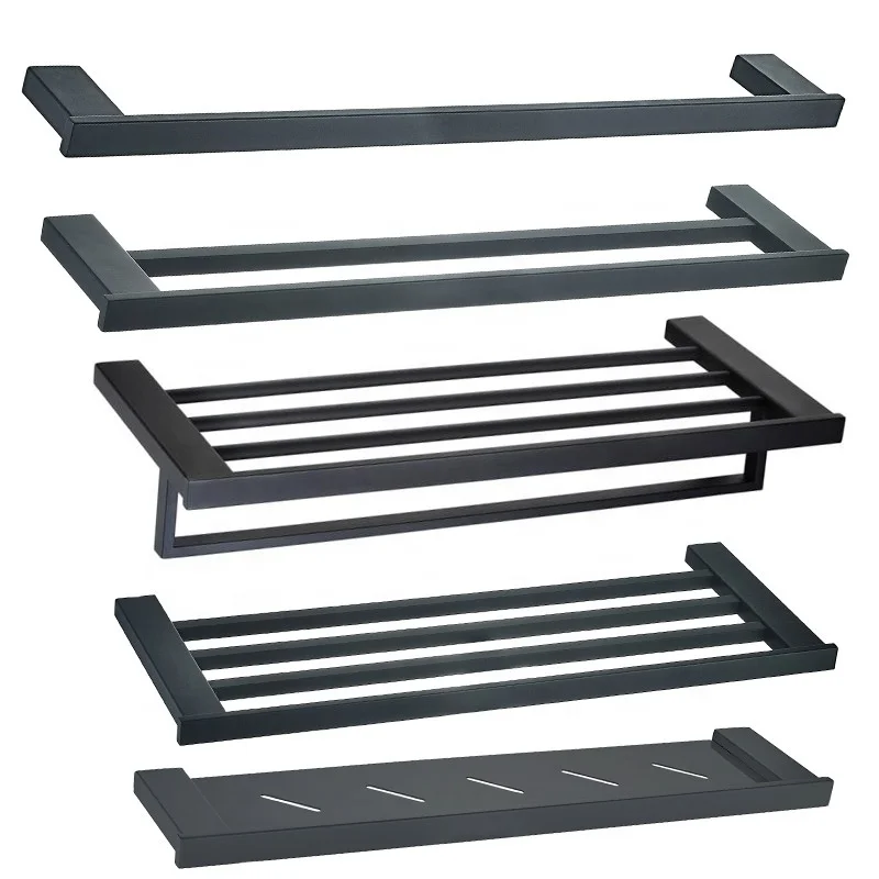 Antique Black Bathroom Accessories Toilet Paper Holder Towel Rack Rail Stainless Steel Wall Shelf Bracket