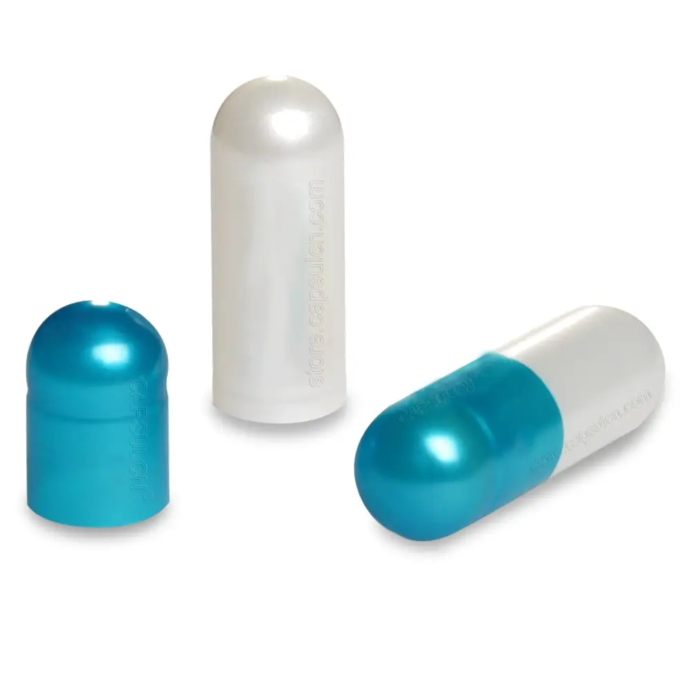 Size 1 Metallic Blue White Pearlescent Gelatin Capsules