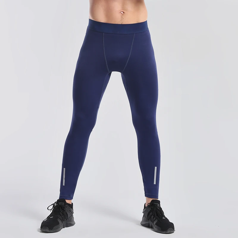 Wholesale GYM Leggings Blank Reflective Running Fitness Pants Pocket Skin Tight Leggings Men