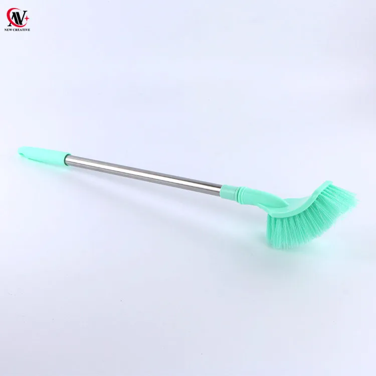 plastic rectangle toilet brush cleaning brush with long stainless steel handle