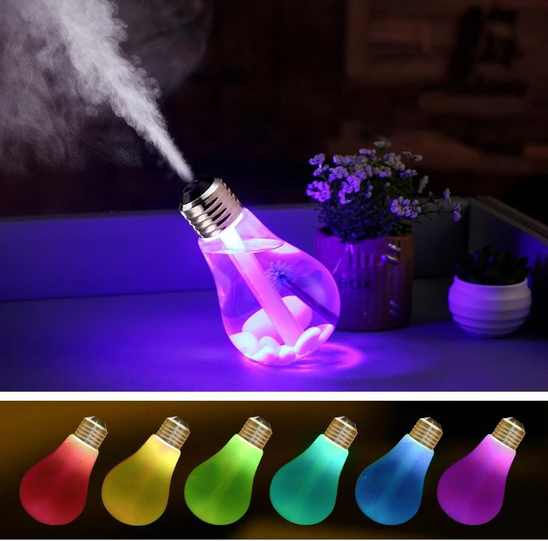 Creative Air Humidifier USB Home Office Mute Aromatic LED Colorful Light Bulb Humidifier Night Light Ultrasonic Humidifier